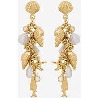 Inicio Women's Gold Plated Droplet Shell Earrings - Gift Pouch