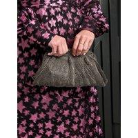 Finding Friday Women's Diamante Clutch Bag With Detachable Chain in Silver