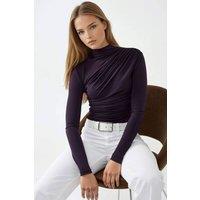 Hiccup Women's High Collar Drape Detail Blouse in Mauve | Size: XS