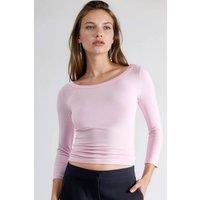 Busem Women's Crew Neck Ribbed Long Sleeve Blouse in Pale Pink | Size: Medium