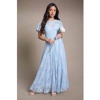 Oasis Women's Petite Angel Sleeve Lace Bridesmaid Dress in Light Blue | Size: 12