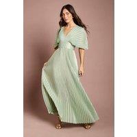Coast Women's Batwing Pleated Metallic Midaxi Dress in Sage | Size: 10