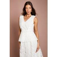 Coast Women's Organza Lace Bow One Shoulder Top in Ivory | Size: 14