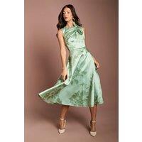 Coast Women's Bow Detail Pleat Midi Dress in Sage | Size: 12
