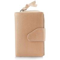 PRIMEHIDE Women's Bifold Purse - Real Leather, RFID Secure, 18 Card Slots in Light Sand