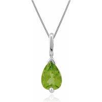 Gemondo Women's Classic Pear Peridot Pendant in 9ct White Gold in Green | Size: 18 inches