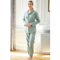 British Boxers Women's "Moss" Herringbone Brushed Cotton Pyjama Set in Dark Green | Size: Small