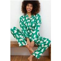 Kite Women's Haven Cosy Twill Pyjamas in Green | Size: Medium