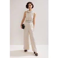 Phase Eight Women's Marilee High-Neck Pleated Front Jumpsuit in Warm White | Size: 10