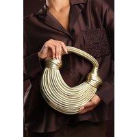 Where's That From Women's 'Blossom' Curved Metallic Shoulder Bag in Gold