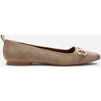 Where's That From Women's 'Lauren' Wide Fit Suede Ballet Flats With Front Buckle Detail in Camel | Size: 5E