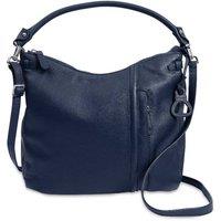 SADDLER Women's 'Julia' Secure Pocket Zip Top Real Leather Hobo Shoulder Bag in Navy