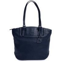 SADDLER Women's 'Sienna' Secure Pocket Zip Top Handmade Tote Shopper Bag in Navy