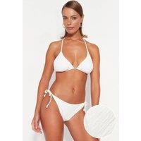 WOVCOR Women's Triangle Textured Halterneck Bikini Top in White | Size: 6