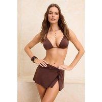 WOVCOR Women's Tunnel Detail Halterneck Triangle Bikini Top in Brown | Size: 10