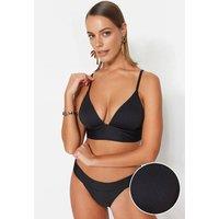 WOVCOR Women's Textured Push Up Triangle Bikini Top with Supportive Underband in Black | Size: 10