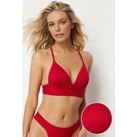 WOVCOR Women's Textured Push Up Triangle Bikini Top with Supportive Underband in Red | Size: 6