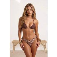 WOVCOR Women's Zebra Print Tie Side Bikini Bottom with Adjustable Fit | Size: 14
