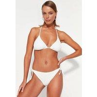 WOVCOR Women's Textured Tie Side Bikini Bottom with Adjustable Fit in Ecru | Size: 14