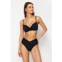 WOVCOR Women's V Cut High Waist Shaping Bikini Bottom with Contoured Fit in Black | Size: 10