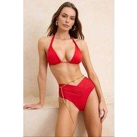 WOVCOR Women's V Cut High Waist Shaping Bikini Bottom with Contoured Fit in Red | Size: 10