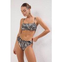 WOVCOR Women's Zebra Print Regular Waist Bikini Bottom with Minimal Clean Fit | Size: 6