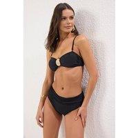 WOVCOR Women's Ruched Draped High Waist Bikini Bottom with Shaping Fit in Black | Size: 8