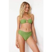 WOVCOR Women's Ruched Draped High Waist Bikini Bottom with Shaping Fit in Green | Size: 6