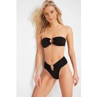 WOVCOR Women's High Waist Bikini Bottom with Ring Hardware Detail & Shaping Fit in Black | Size: 12