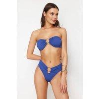 WOVCOR Women's High Waist Bikini Bottom with Ring Hardware Detail & Shaping Fit in Cobalt | Size: 14
