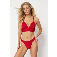 WOVCOR Women's Textured Regular Waist Bikini Bottom with Minimal High Leg Fit in Red | Size: 6