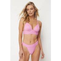 WOVCOR Women's Textured Regular Waist Bikini Bottom with Minimal High Leg Fit in Pink | Size: 12