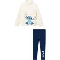 Lilo & Stitch Girl's Borg Half Zip Loungewear Set in White | Size: 4-5 Years