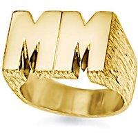 Jewelco London Men's 9ct Gold Personalised Identity Barked Initial Ring | Size: T