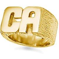 Jewelco London Men's 9ct Gold Personalised Identity Barked Initial Ring | Size: Z+2
