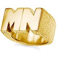 Jewelco London Men's 9ct Gold Personalised Identity Barked Initial Ring | Size: V