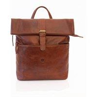 PRIMEHIDE 'Orion' Leather Men's Rolltop Rucksack in Tan