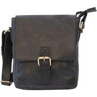 PRIMEHIDE Men's 'Columbia' Leather Buckle Messenger Bag in Black