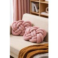 Living and Home 2Pcs Unique Knot Design Throw Pillows for Home Decor in Pink