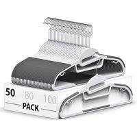 Dyzi 30 Pack White Plastic Coat Hangers Non Slip Heavy Duty