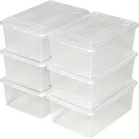 tectake Storage Boxes in Clear | Size: 6 Pack