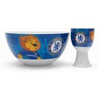 Chelsea FC Ceramic Cereal Bowl & Egg Cup Set in Blue