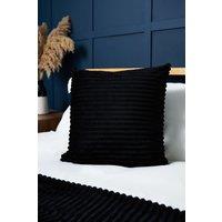 BHS Luxury Ribbon Velvet Cushion in Black | Size: 45 cm x 45 cm