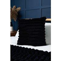 BHS Jumbo Cord with Plain Velvet Backing Cushion in Black | Size: 45 cm x 45 cm