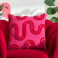 Heya Home Archie Abstract Tufted Cushion in Pink | Size: 45 cm x 45 cm