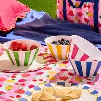OHS Printed Plastic Picnic Bowls Set of 4 Lightweight Outdoor