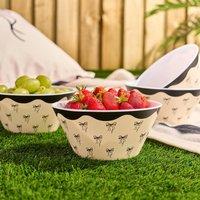 OHS Printed Plastic Picnic Bowls Set of 4 Lightweight Outdoor in Cream
