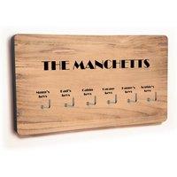Uniqueful Personalised Novelty 6 Hook Medium Wood Key Holder for Family in Brown | Size: 1000mm x 400mm