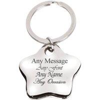 Uniqueful Personalised Engraved Star Keyring Birthday Gift for Friend in Silver | Size: 1 Pack