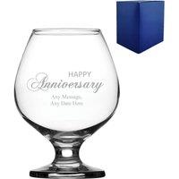Uniqueful Personalised Engraved Anniversary Bistro Brandy Glass for Couple in Clear | Size: 1 Pack